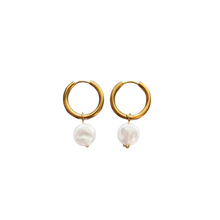 Flat Pearl Hoops No1 - Guld