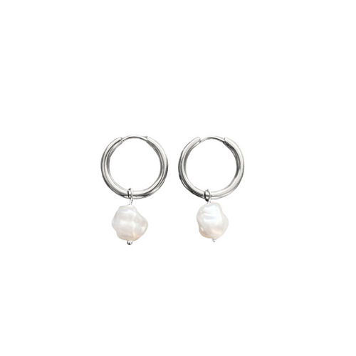 Pearl Hoops No1 - Sølv