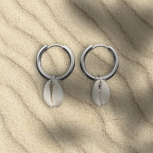 Chunky Shell Hoops - Sølv