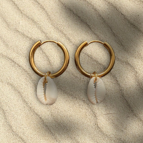 Chunky Shell Hoops - Guld