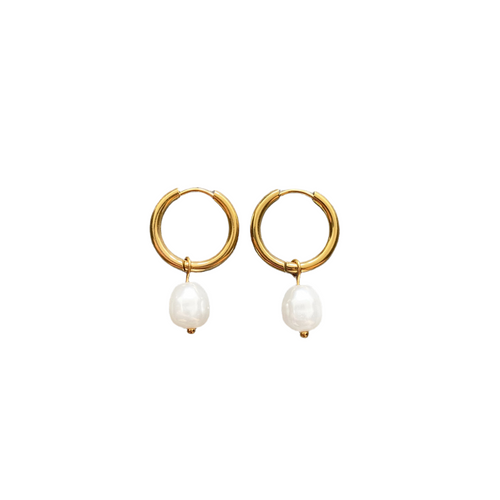 Pearl Hoops No2 - Guld