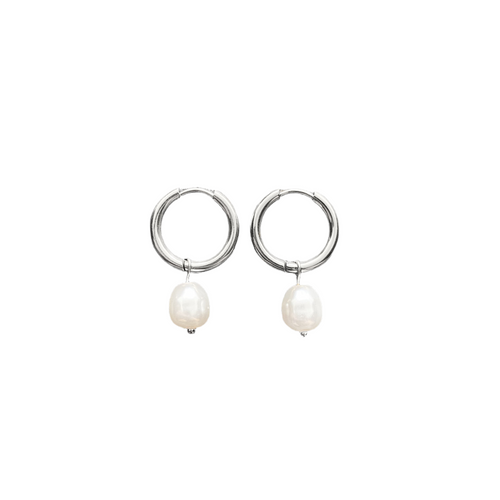 Pearl Hoops No2 - Sølv