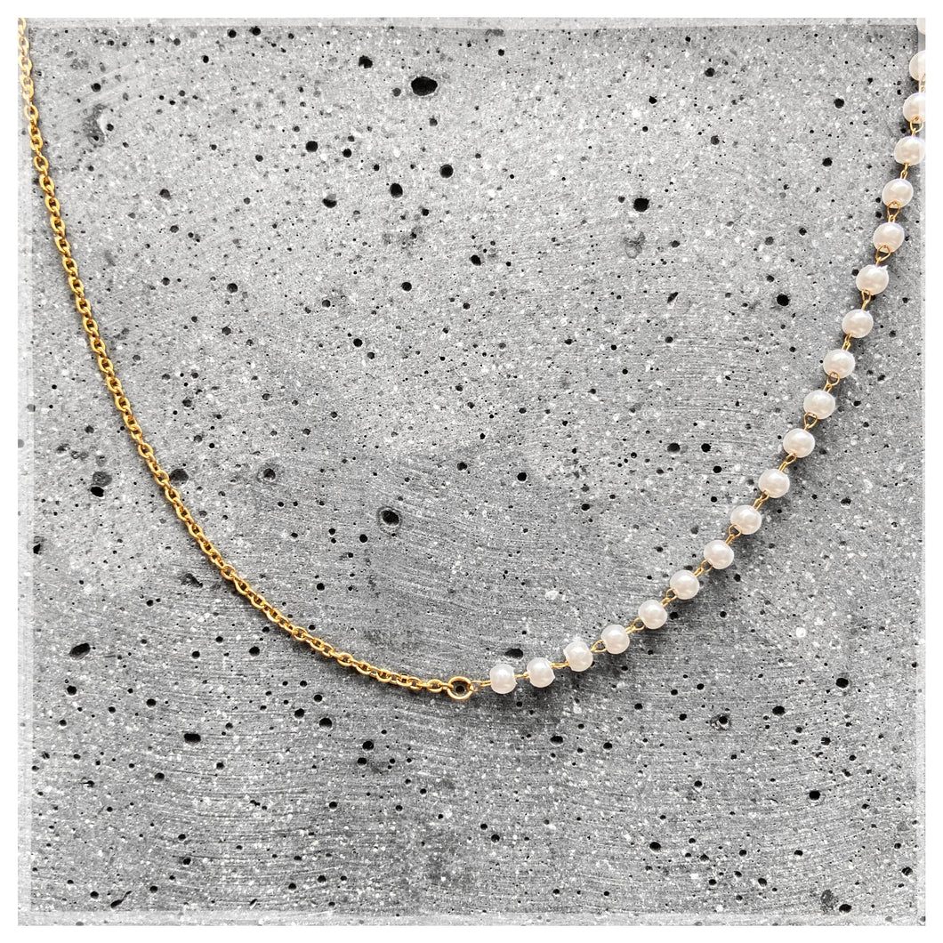 Half pearl chain choker no1 - guld