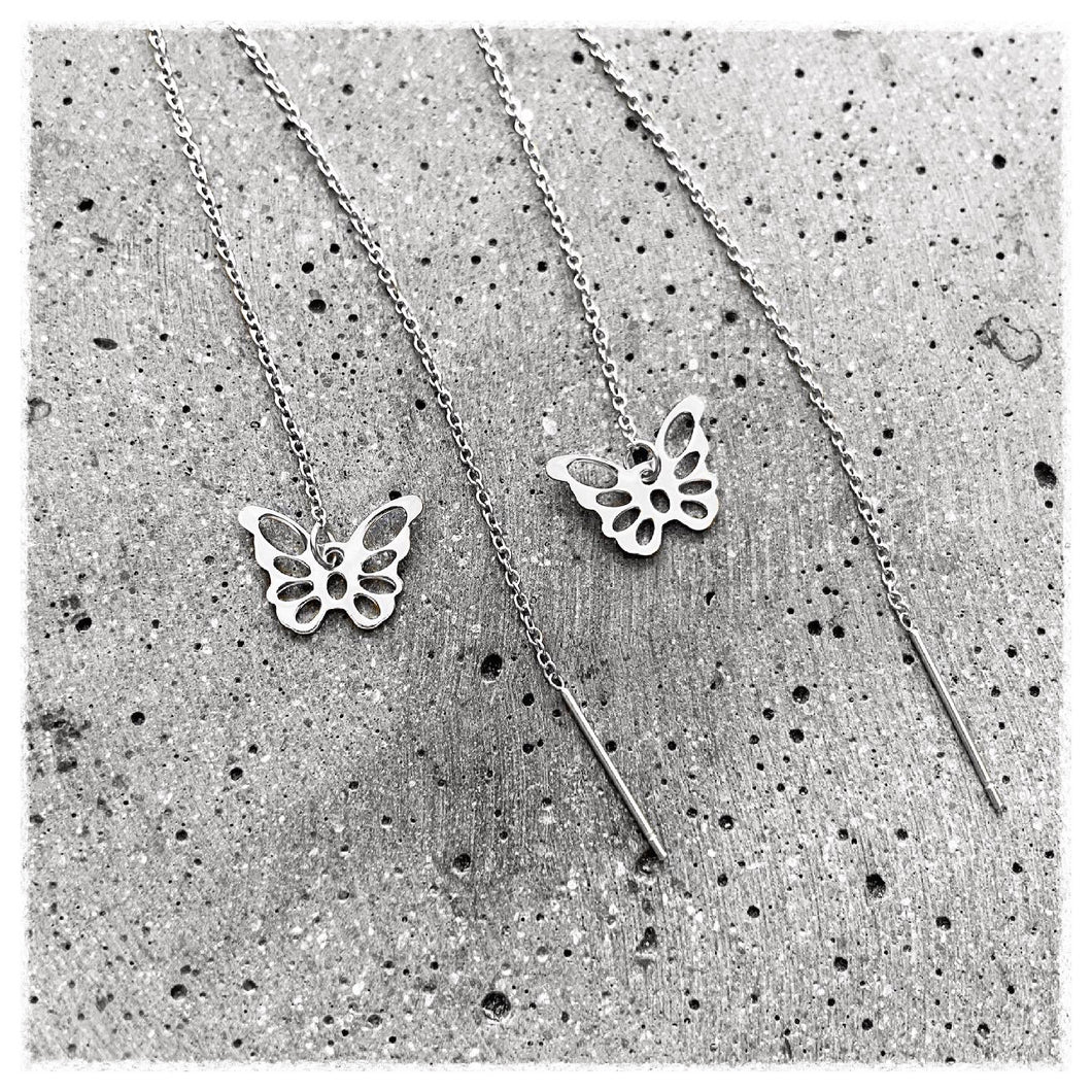 Butterfly chain øreringe - sølv