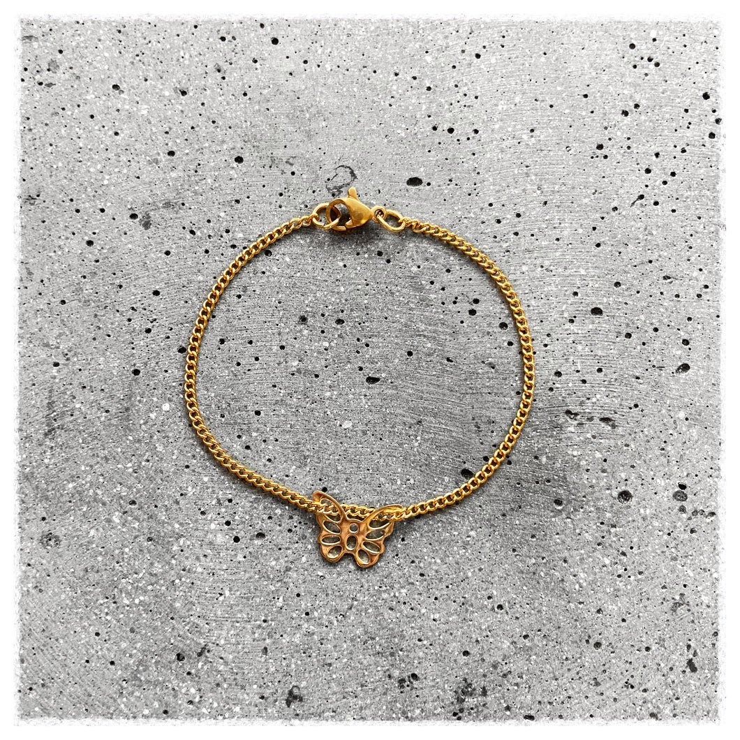 Butterfly chain armbånd - guld