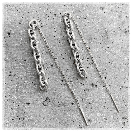 Link chain øreringe - sølv