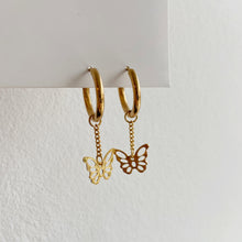 Butterfly chain hoops - guld